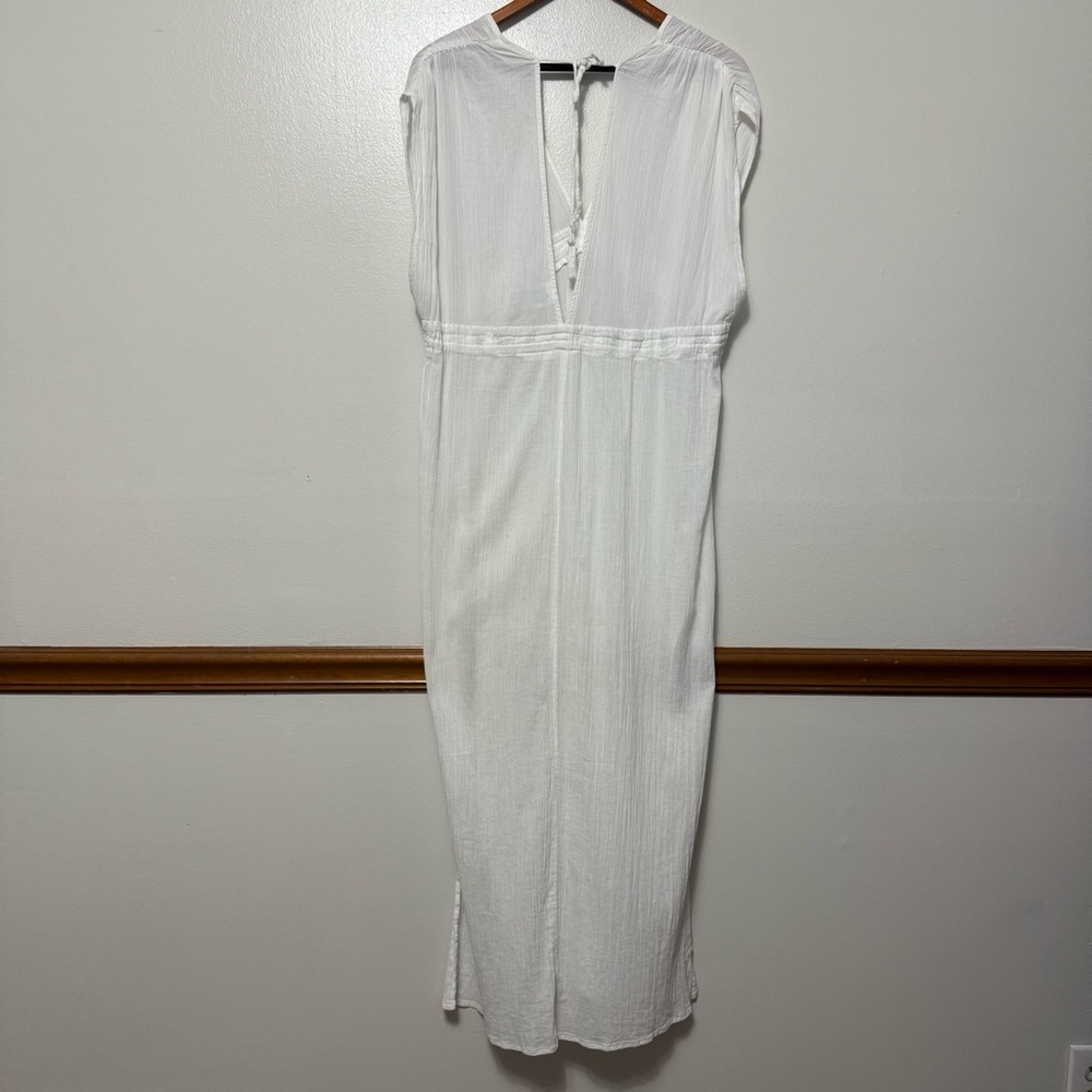 Kona Sol Maxi Dress Beach Resort Cover Up Womens Large Side Slits White Vacation - Picture 2 of 12